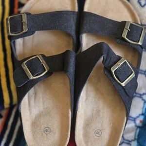 Black Sandals with Buckle Detail